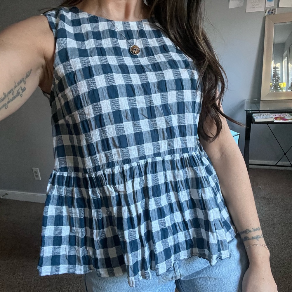 NWT Current/Elliot Gingham Peplum Tank